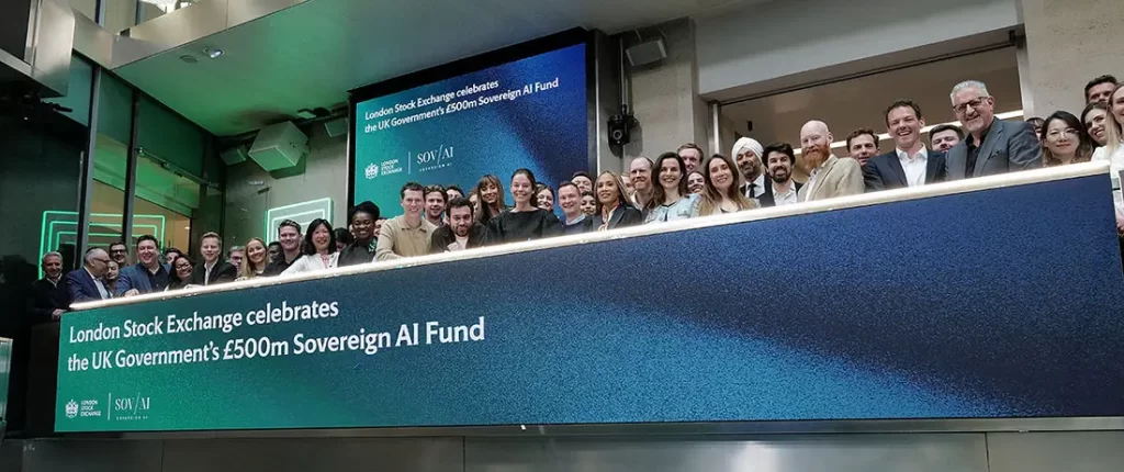 Attendees at the London Stock Exchange market close ceremony marking the launch of Sovereign AI.